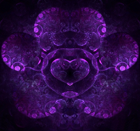 Purple Flower Abstract - purple, 3d and cg, flower, heart