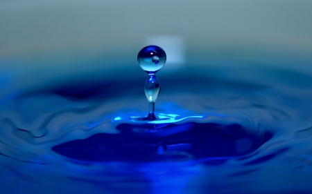 Water drop - macro, drop, water, blue