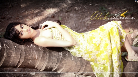 adah sharma - tree, actress, yellow, dress