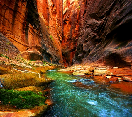 Mountain river - rock, brown, mountain, river