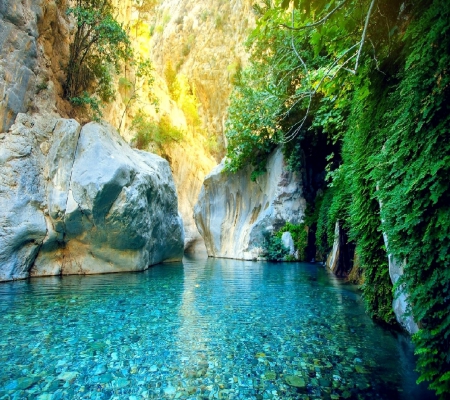 River - water, green, mountain, river