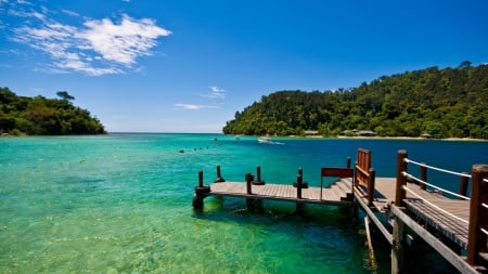 Pier to Beautiful Lagoon - nature, oceans, beaches, lagoons, pier