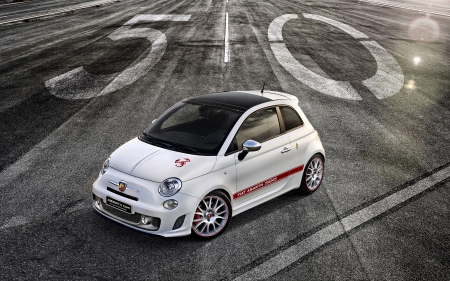 fiat 595 abarth 50th anniversary - italian, white, fiat, abarth