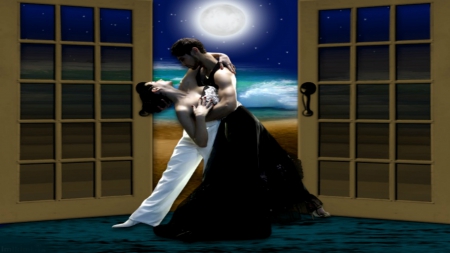 ~*~ In Love ~*~ - HD wallpaper, romantic couple, romance, love, full moon