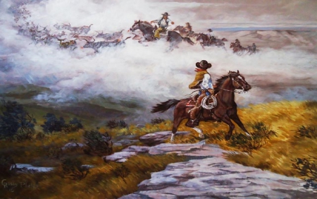 Ghost Riders In The Sky - cowboys, fantasy, cows, clouds