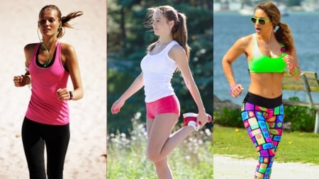 Jogging hotties - stretching, outdoor, female, running