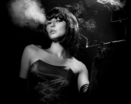 * - white, woman, smoking, black