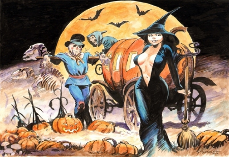 Hot Witch - witch, halloween, grim reaper, scarecrow