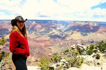 Cowgirl Taking In The View - hat, cowgirl, jacket, view