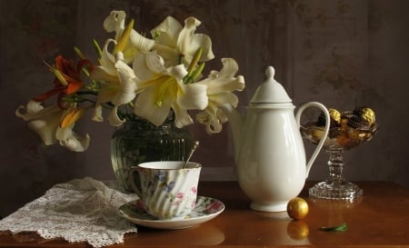 Still Life - flowers, still life, cup, beautiful