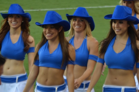 Marching Girls - field, cowgirl, boots, hat