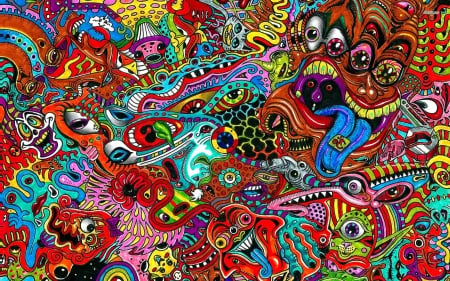 psychedelic - mouth, face, psychedelic, eye