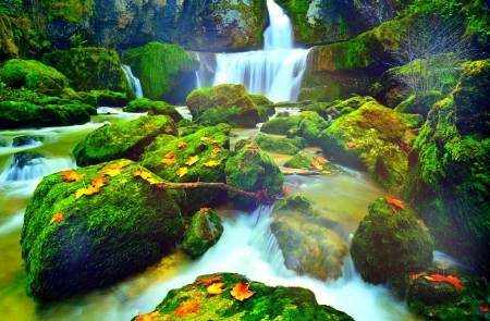 ★La Billaude in Fall★ - waterfalls, attractions in dreams, rivers, creative pre-made, East of France, leaves, stunning, landscapes, La Billaude, beautiful, falls, photography, colors, fall, nature, autumn, places, love four seasons