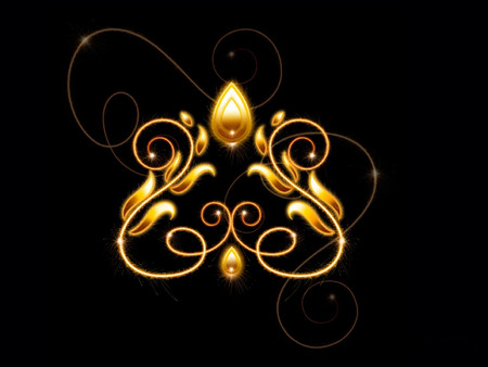 Shine on Gold - golden flower, swirly design, shiny, vines