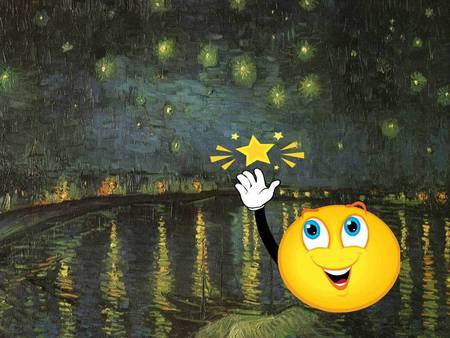 Smiley on a starry night - night, smiley, reflection on water, stars