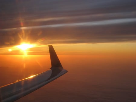 Sunset at 2000 feet - plane, sunset, sky