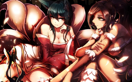 Ahri & Nidalee - ahri league of legends, nidalee, lol, nidalee league of legends, league of legends, mid lane, ahri