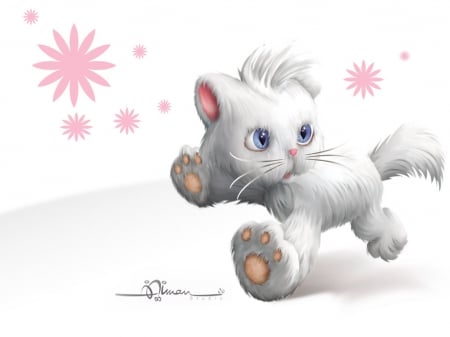 WHITE KITTY - KITTY, WHITE, GIRLY, DRAWNING