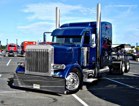 Blue Peterbilt - peterbilt, semi, truck, big rig