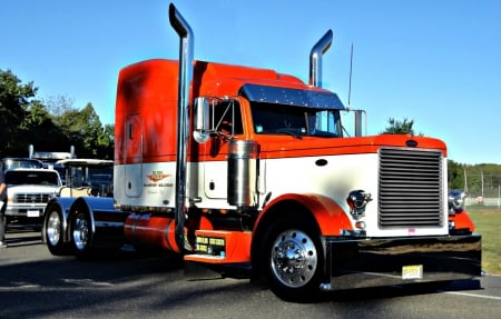 Orange And White Petebilt - truck, peterbilt, big rig, semi