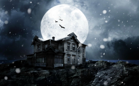 Hunted House - moon, house, dark, spooky