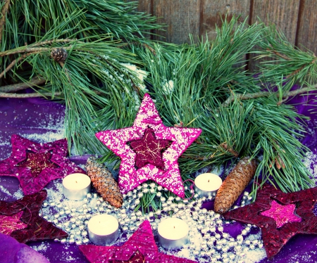 Xmas - candle, tree, stars, christmas