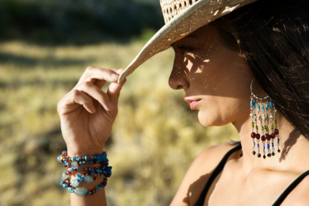 ~Cowgirl~ - woman, hat, female, cowgirl, brunette