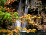 Rocky Waterfall in Autumn