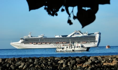 Star Princess at Maui 2 - scenery, beach, USA, photography, ocean, photo, Maui, wide screen, Hawaii, seascape