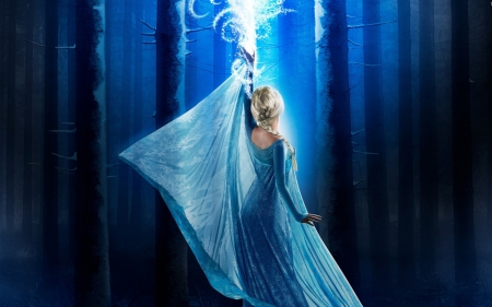 Once Upon A Time (2011-) - blue, queen, tv series, forest, Once Upon A Time, fantasy, Georgina Haig, white, movie, Elsa, disney