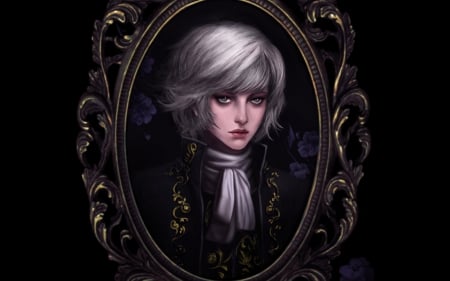 Portrait - frame, portrait, black, anime, boy, manga