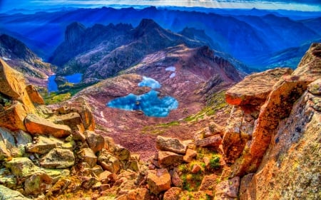 SAN JUAN MOUNTAIN - clouds, hills, splendor, landscape, mountain, beautiful places, nature, lake, sky, rocks