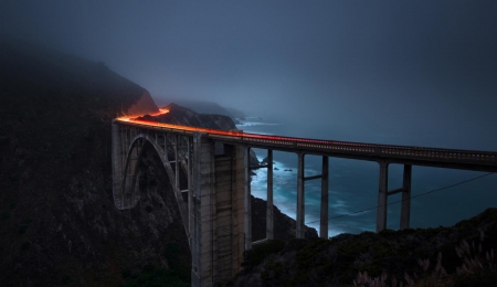 Bixby Bridge-California - mountains, bridge, sea, bixby