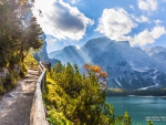 Walkway Above Lake Braies in Bolzano, Italy