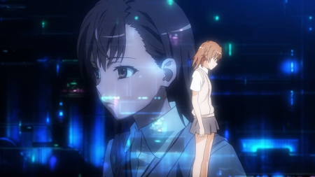 Reflection - female, girl, to aru kagaku no railgun, misaka mikoto, anime girl, brown hair, school uniform, dark, reflection, anime, short hair, scene, railgu