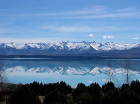 mountain reflection - water, tree, moutain, reflection