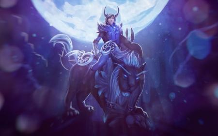 Luna the MoonRider - creature, purple, luna the moonrider, fantasy, game, dota 2, blue