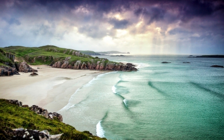 wonderful coast - cloud, beach, wave, sea