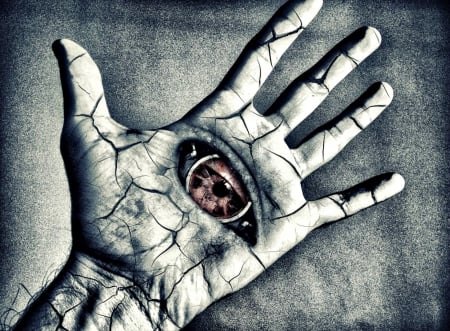 I see you - pink, black, halloween, abstract, art, white, surreal, hand, eye