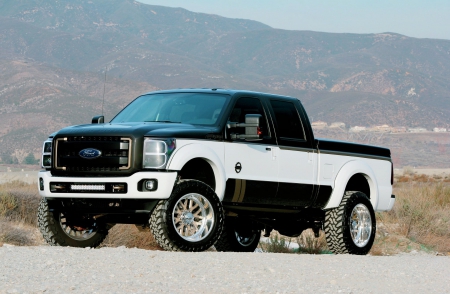 2013-Ford-F-350 - white, lift, black, truck