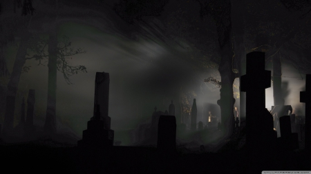 All Hallows Eve - Halloween, Cemetary, Gothi, mist