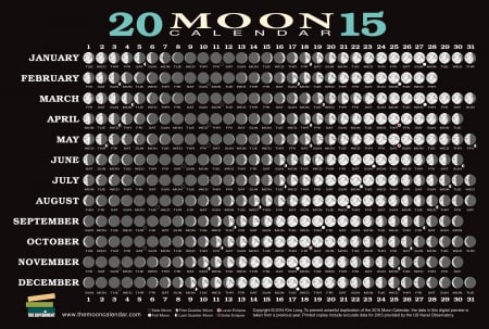 Moon Calendar 2015 - moon, 3g, 2015, calendar