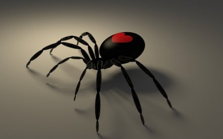 Spider - spider, black, heart, red, valentine, halloween