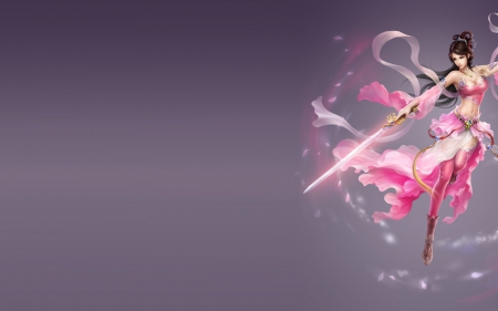 Fantasy girl - sword, fantasy, pink, game, sorceress, girl, woman