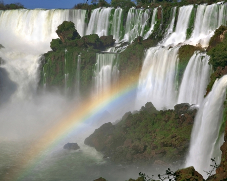 Waterfalls - water, mountains, waterfall, rianbow