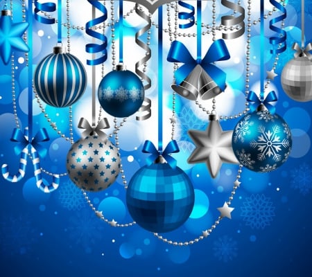 Xmas Balls - balls, decoration, christmas, blue