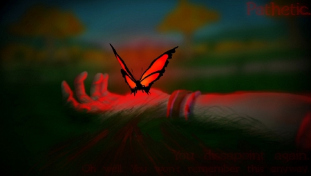 Halloween Challenge - creative pre-made, love four seasons, butterfly, hand, red, digital art, horror, paintings, butterfly designs, drawings