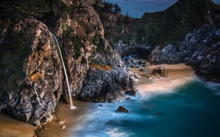 McWay Fall at Big Sur, California - california, waterfall, usa, rocks, big sur