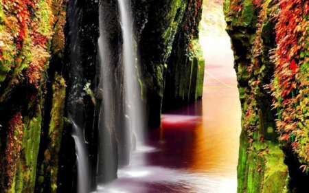 Mountains Falls - colorful, water, nature, waterfall, mountains