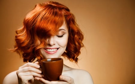 Best of Two Worlds - beauty, redhead, drink, coffee, girl, hair, cup, red, beautiful, food, beverage